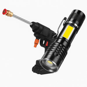 Combo Pistola de Agua a Alta Presión + Mini Linterna LED Recargable con Zoom